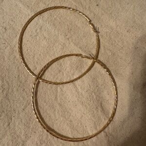 Large gold hammered earrings